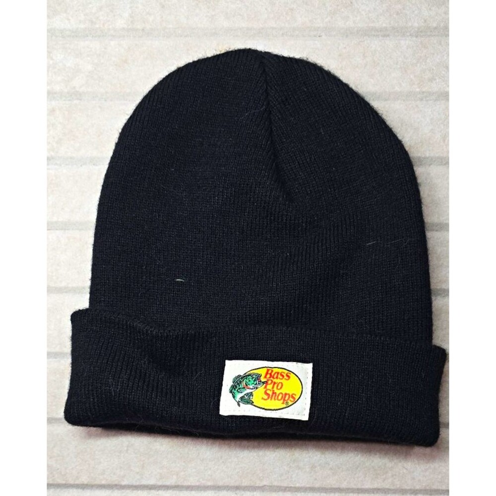 Bass Pro Shops Black Solid Beanie Hat One Size Men's Winter Fish Outdoor